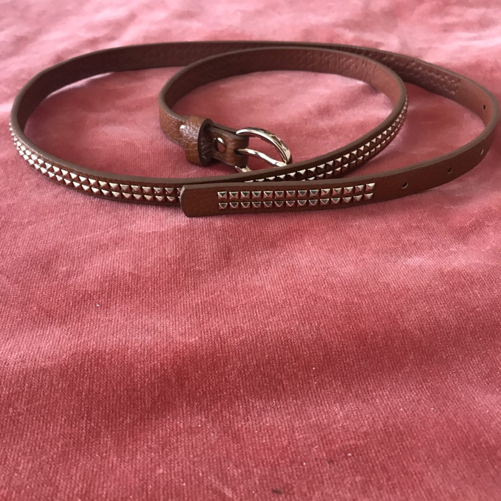 44in brown gold studded belt